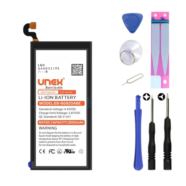 SAMSUNG S6,G920,S6 FLAT  Battery Replacement for Samsung EB-BG920ABE High Capacity Li-ion Polymer Battery Long lasting Backup.