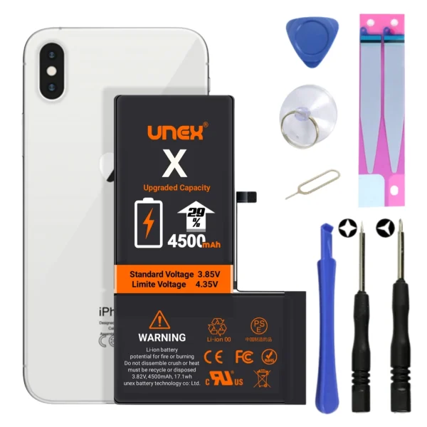 IPHONE X Battery Replacement for iphone X High Capacity Li-ion Polymer Battery Long lasting Backup.