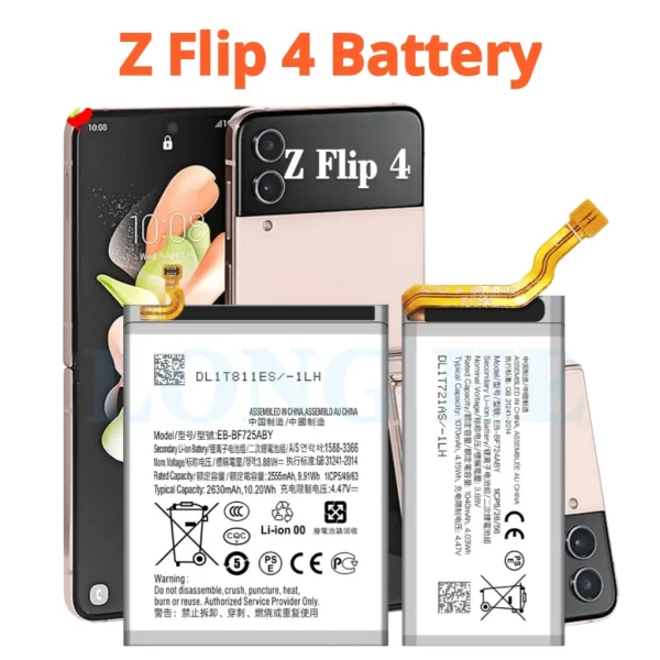 SAMSUNG Z FLIP 4  Battery Replacement for Samsung EB-BF725ABY AND EB-BF724ABY High Capacity Li-ion Polymer Battery Long lasting Backup.
