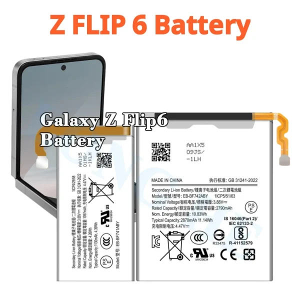 SAMSUNG Z FLIP 6 AND EB-BF742ABY Battery Replacement for Samsung EB-BF741ABY High Capacity Li-ion Polymer Battery Long lasting Backup.